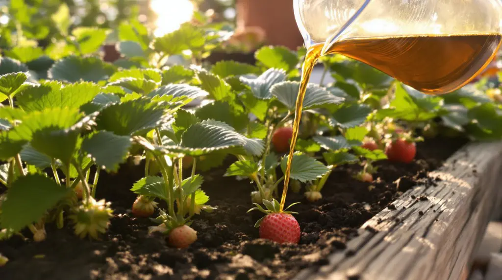 Des fraisiers qui donnent de plus gros fruits : arrosez-les au printemps avec cet ingrédient de cuisine